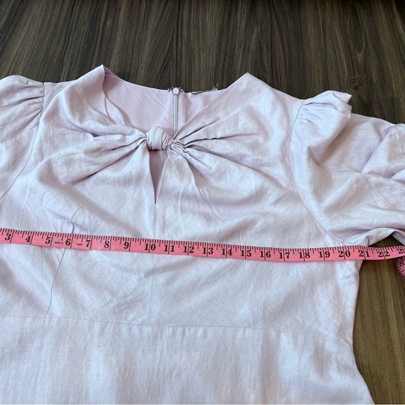EUC FARM RIO V-Neck Mini Dress. Lavender Linen Blend. 3/4 Puffed Sleeve. SZ:XL - Picture 5 of 15